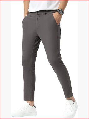 Slim Fit Stretch Cropped Chino Skinny Pants with Pockets